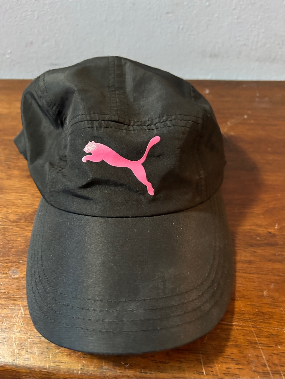 Puma Womens Black Cap with Pink Leaping Cat Logo